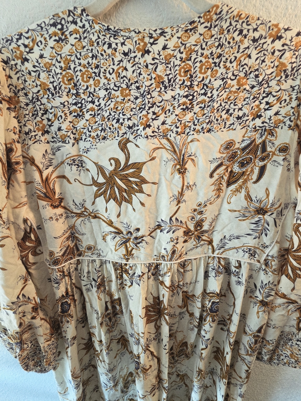 Boho Cream Floral Midi Dress with Rust Accents - Picture 6 of 11